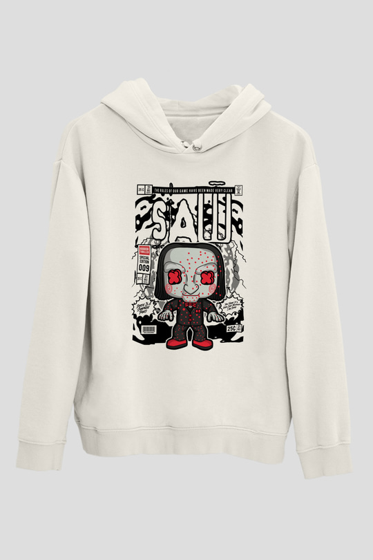 SAW - Billy Baskılı Unisex Beyaz Hoodie