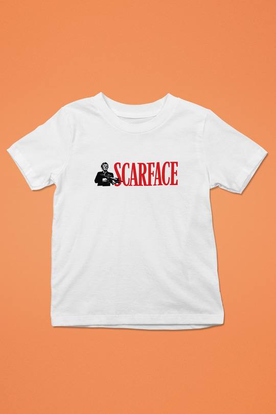 Scarface Baskılı Beyaz Unisex Çocuk Tişört