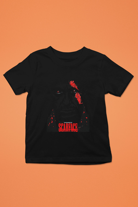 Scarface Baskılı Siyah Unisex Çocuk Tişört