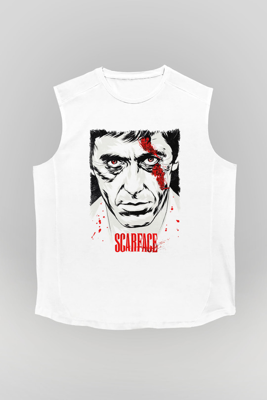 Scarface Beyaz Unisex Kolsuz Tişört