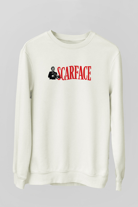 Scarface Beyaz Unisex Sweatshirt
