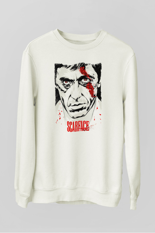 Scarface Beyaz Unisex Sweatshirt