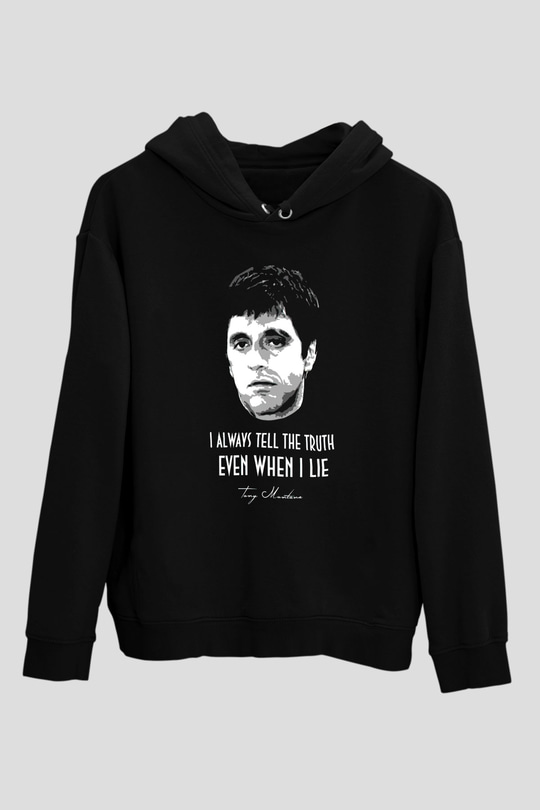 Scarface Siyah Unisex Kapşonlu Sweatshirt