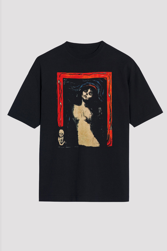 Scene I Skogen Baskılı Unisex Siyah Tshirt