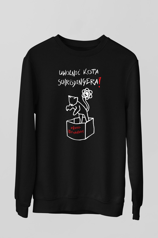 Schrödingerin Kedisi  Baskılı Unisex Siyah Sweatshirt