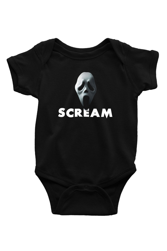 Scream Baskılı Siyah Bebek Body - Zıbın