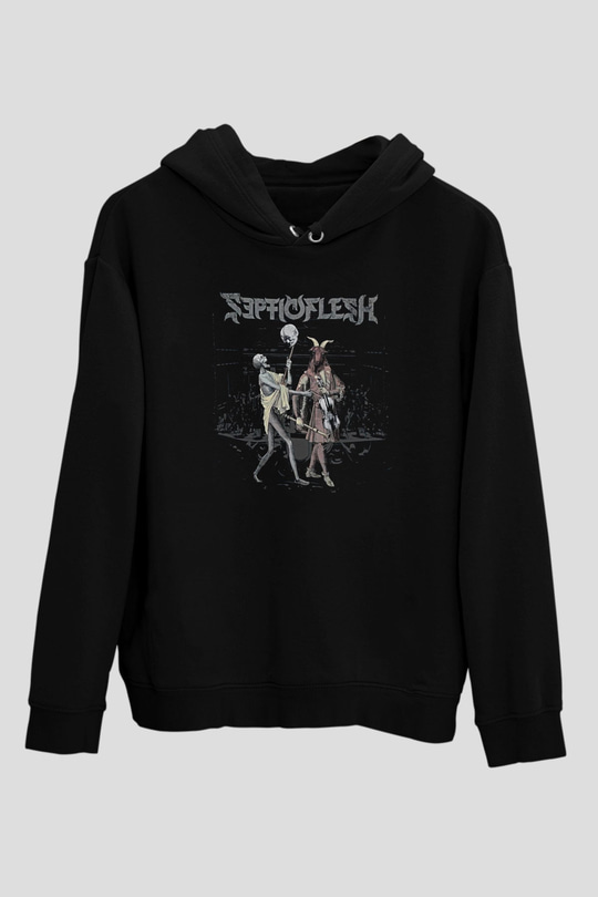 Septicflesh Baskılı Unisex Siyah Kapüşonlu Sweatshirt
