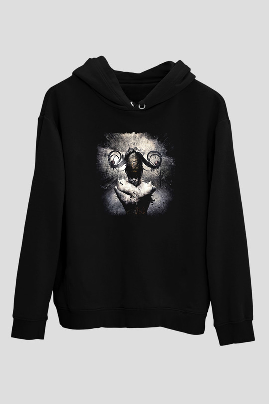 Septicflesh Baskılı Unisex Siyah Kapüşonlu Sweatshirt