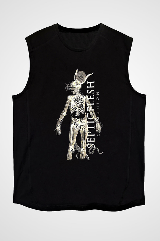 Septicflesh Baskılı Unisex Siyah Kolsuz Tişört - Tshirt