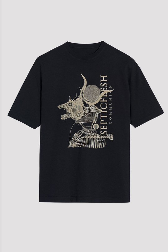 Septicflesh Baskılı Unisex Siyah Oversize Tişört - Tshirt