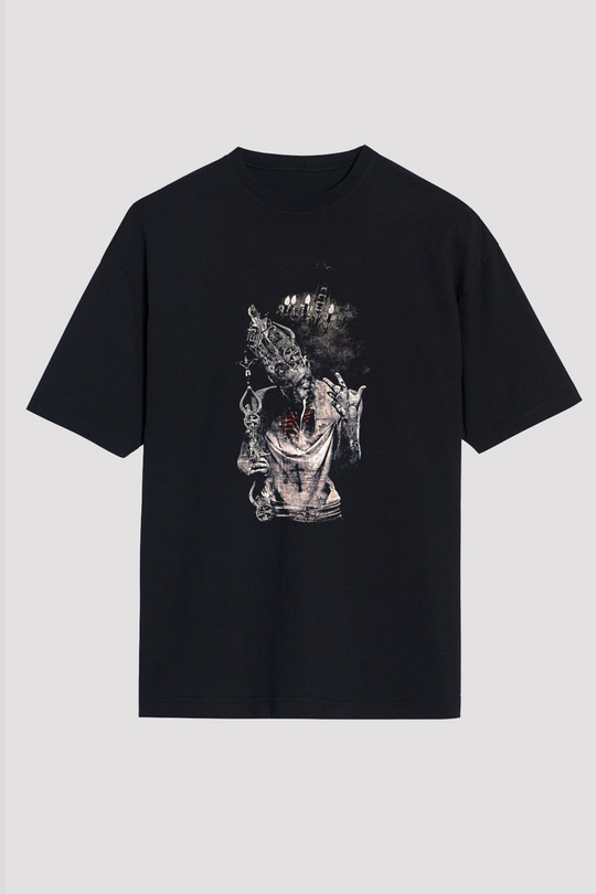 Septicflesh Baskılı Unisex Siyah Oversize Tişört - Tshirt