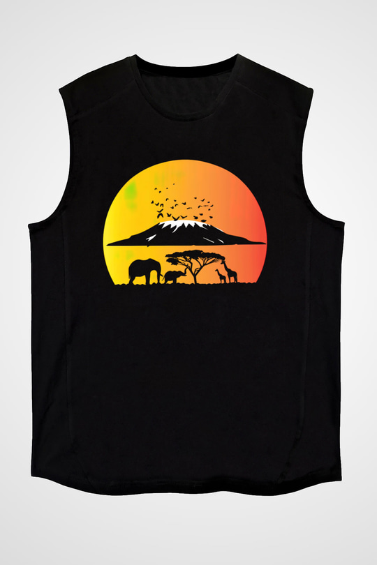 Serengeti Milli Park Siyah Unisex Kolsuz Tişört