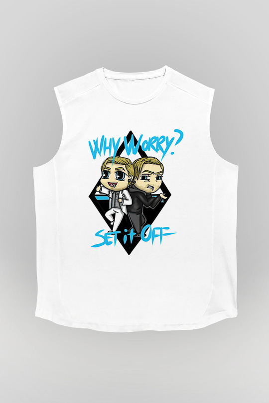 Set it off  Baskılı Beyaz Unisex Kolsuz Tişört - Tshirt