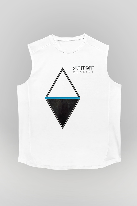 Set it off  Baskılı Beyaz Unisex Kolsuz Tişört - Tshirt