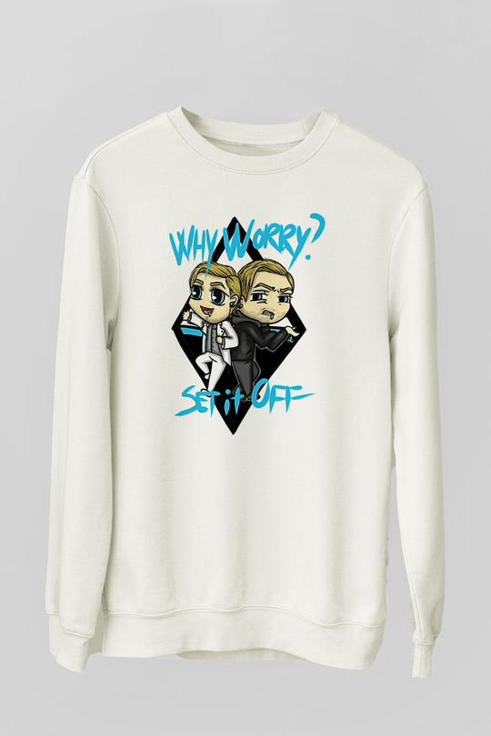 Set it off  Baskılı Beyaz Unisex Sweatshirt