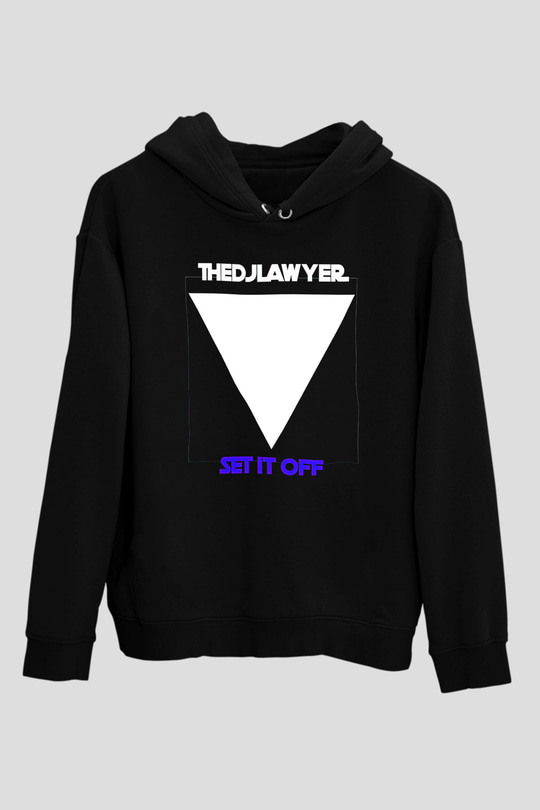 Set it off Baskılı Unisex Siyah Kapüşonlu Sweatshirt