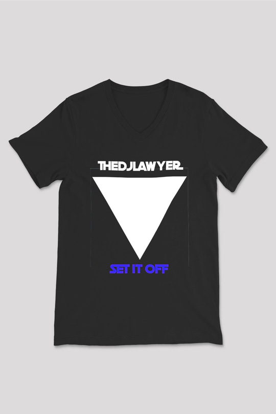 Set it off Baskılı Unisex Siyah V Yaka Tişört - Tshirt
