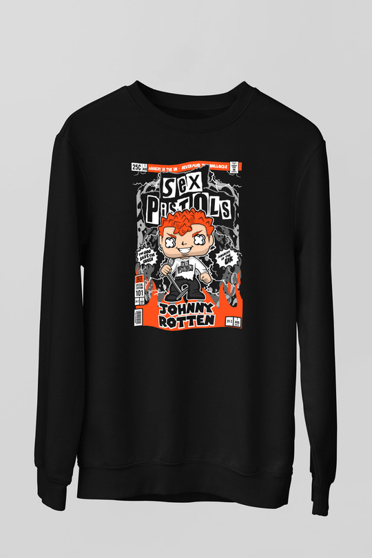 SexPistols Baskılı Unisex Siyah Sweatshirt