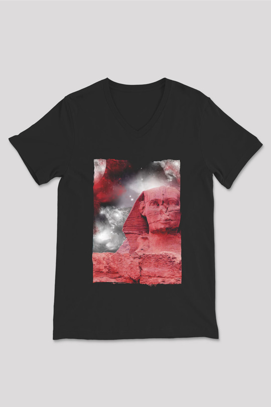 Sfenks Siyah Unisex V Yaka Tişört