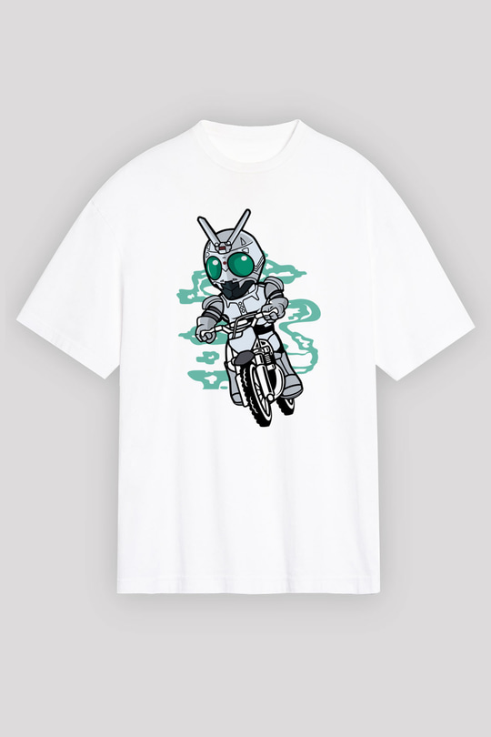 Shadowmoon Motocross Rider Baskılı Beyaz Unisex Oversize Tişört