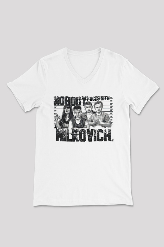 Shameless Baskılı Beyaz Unisex V Yaka Tişört - Tshirt