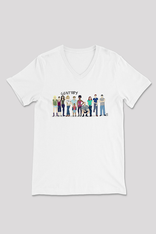 Shameless Baskılı Beyaz Unisex V Yaka Tişört - Tshirt