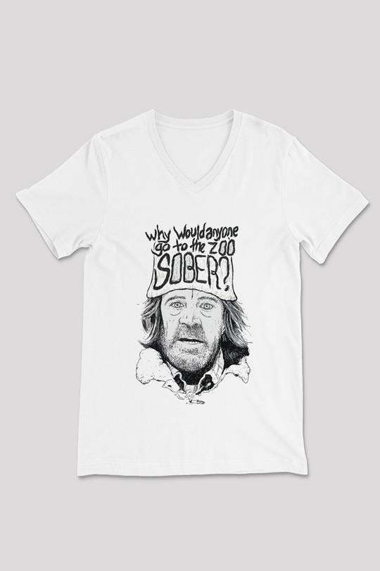 Shameless Baskılı Beyaz Unisex V Yaka Tişört - Tshirt