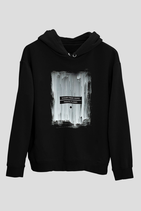 Shamrain Baskılı Unisex Siyah Kapüşonlu Sweatshirt