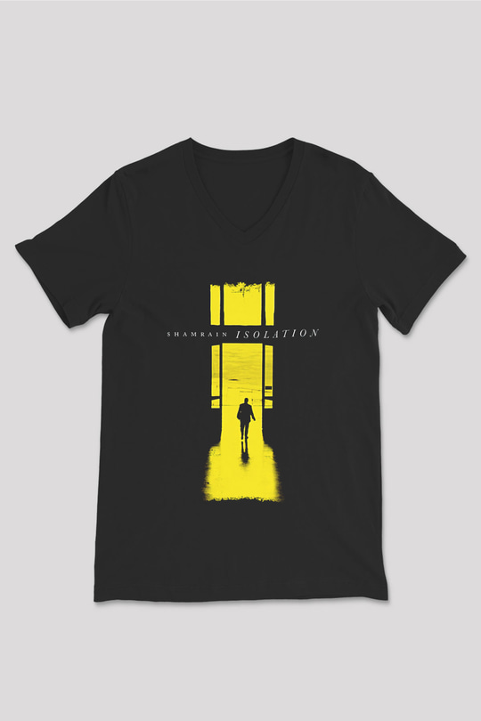 Shamrain Baskılı Unisex Siyah V Yaka Tişört - Tshirt