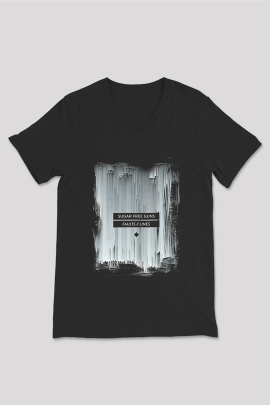 Shamrain Baskılı Unisex Siyah V Yaka Tişört - Tshirt