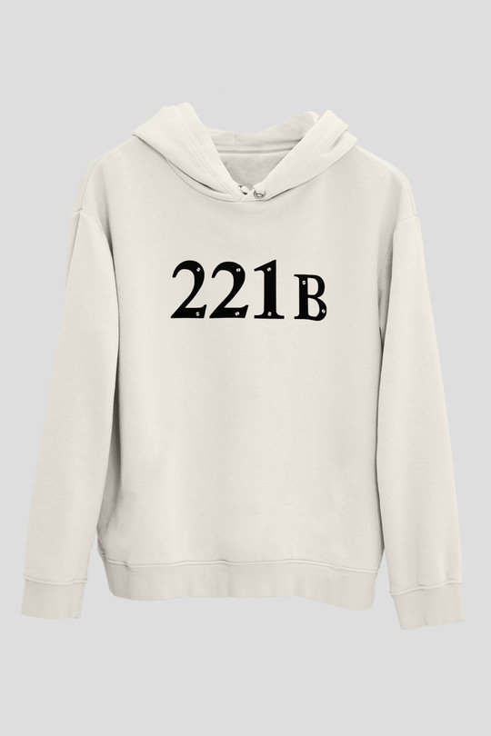 Sherlock Beyaz Unisex Kapşonlu Sweatshirt