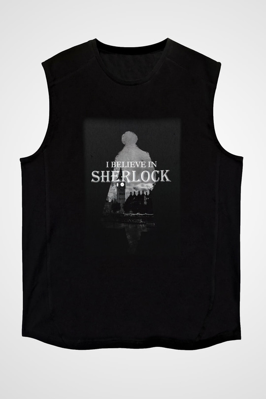 Sherlock Siyah Unisex Kolsuz Tişört