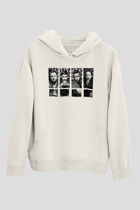 Shinedown Baskılı Beyaz Unisex Kapüşonlu Sweatshirt