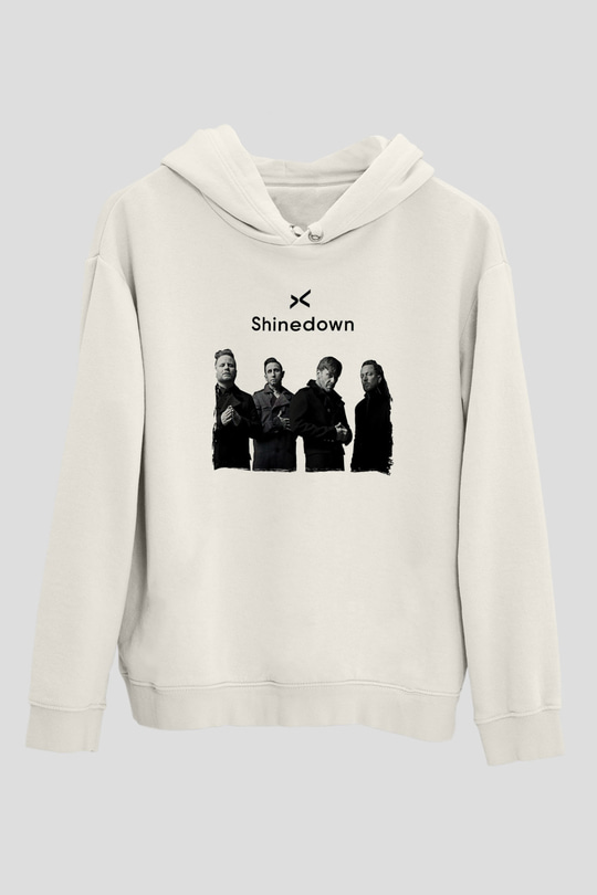 Shinedown Baskılı Beyaz Unisex Kapüşonlu Sweatshirt