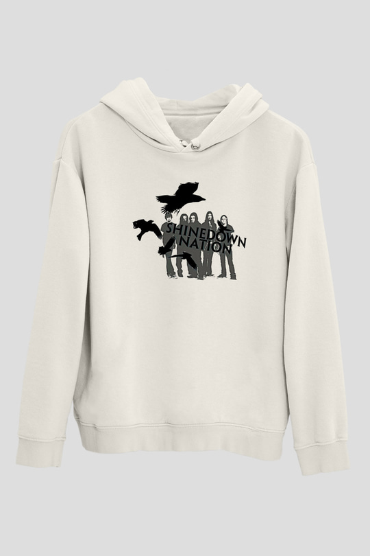 Shinedown Baskılı Beyaz Unisex Kapüşonlu Sweatshirt