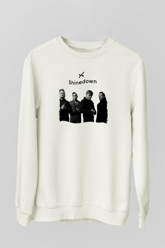 Shinedown Baskılı Beyaz Unisex Sweatshirt