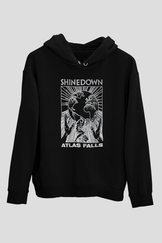 Shinedown Baskılı Unisex Siyah Kapüşonlu Sweatshirt