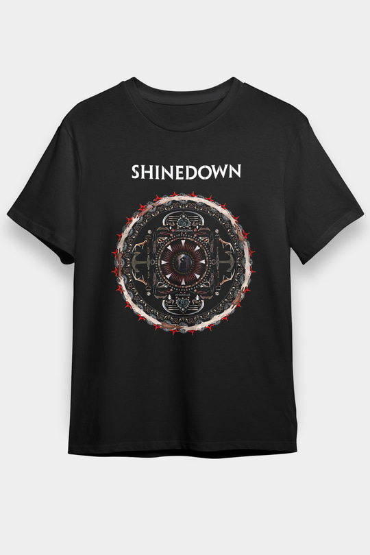 Shinedown Baskılı Unisex Siyah Tişört - Tshirt