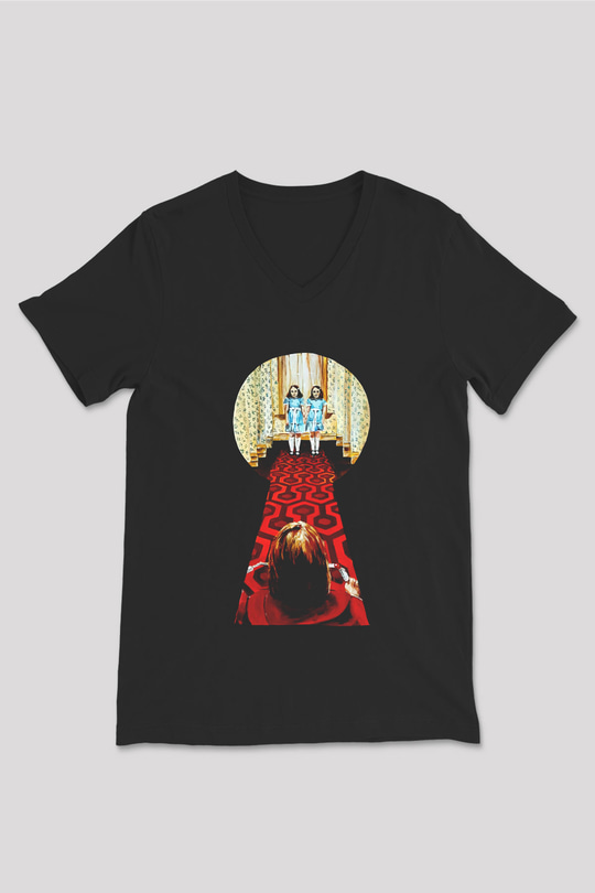 Shining Siyah Unisex V Yaka Tişört