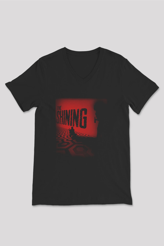 Shining Siyah Unisex V Yaka Tişört