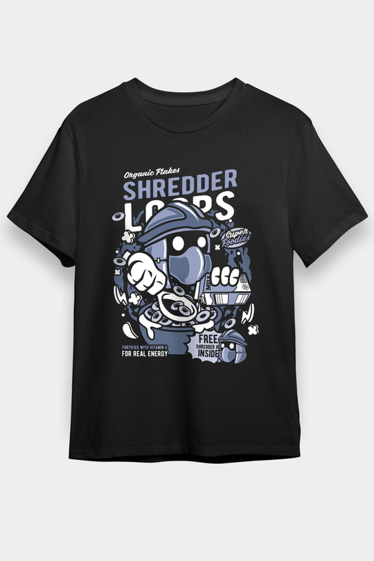 Shredder Loops Baskılı Siyah Unisex Tshirt