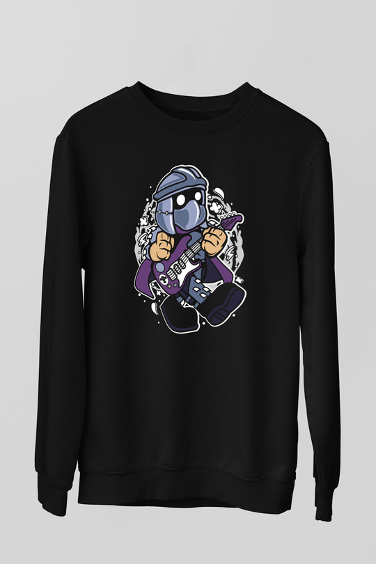 Shredder Rocker Baskılı Siyah Unisex Tshirt