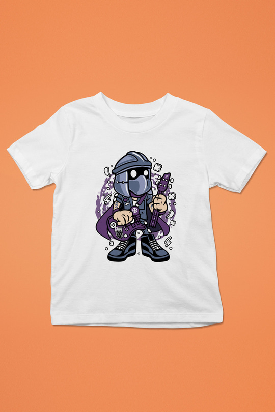 Shredder Rockstar Baskılı Beyaz Unisex Çocuk Tshirt