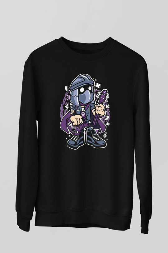 Shredder Rockstar Baskılı Siyah Unisex Tshirt