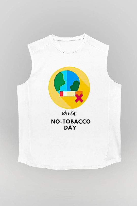 Sigarayı Bırakma Günü Baskılı Beyaz Unisex Kolsuz Tişört - Tshirt