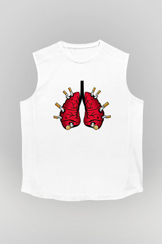 Sigarayı Bırakma Günü Baskılı Beyaz Unisex Kolsuz Tişört - Tshirt