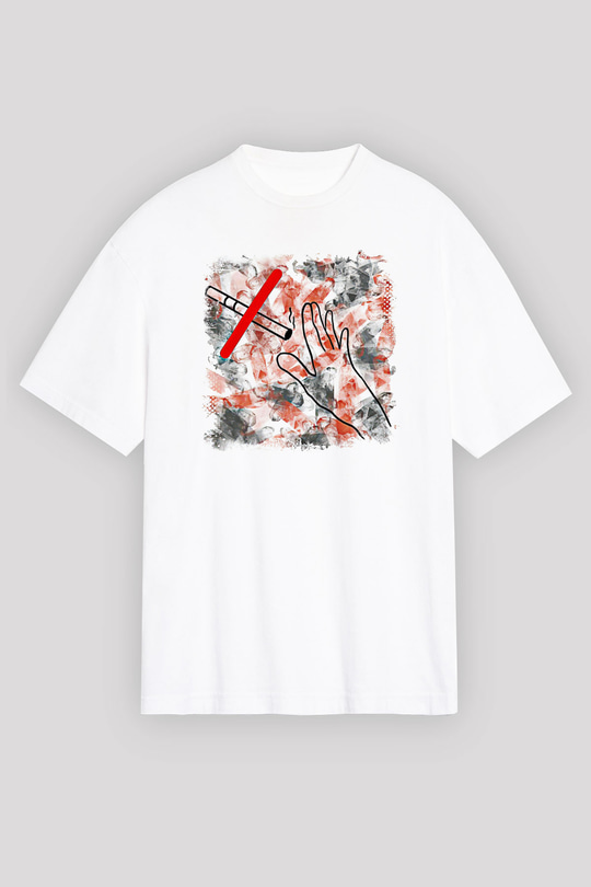Sigarayı Bırakma Günü Baskılı Beyaz Unisex Oversize Tişört - Tshirt