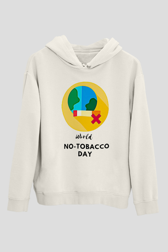 Sigarayı Bırakma Günü Baskılı Beyaz Unisex Kapüşonlu Sweatshirt