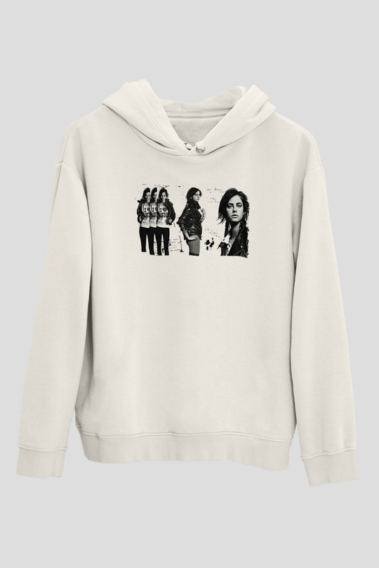Skins Baskılı Siyah Tişört Baskılı Beyaz Unisex Hoodie