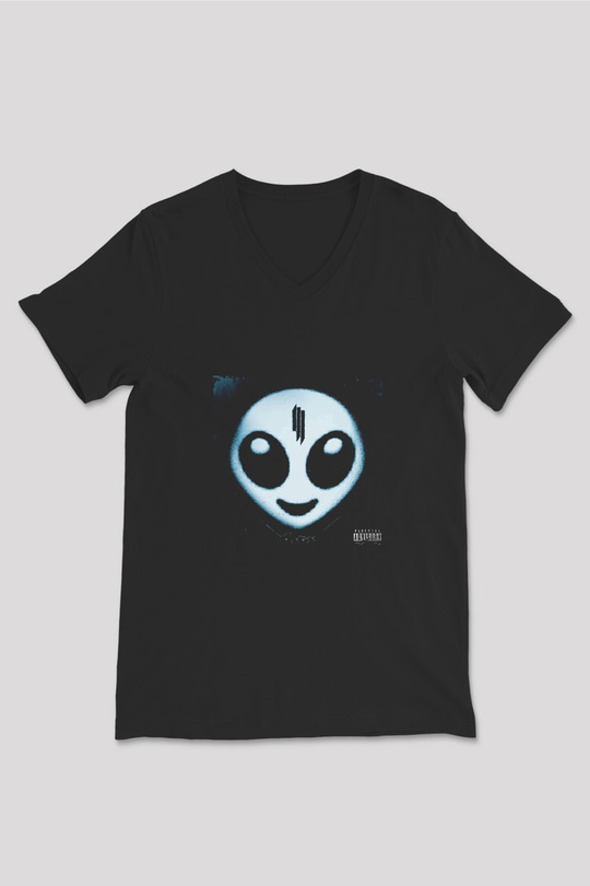 Skrillex Baskılı Unisex Siyah V Yaka Tişört